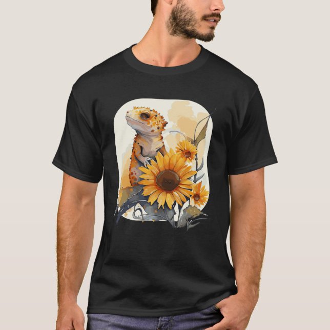 Cute Sunflower Gecko Leopard Gecko Reptile Lizard T-Shirt (Vorderseite)