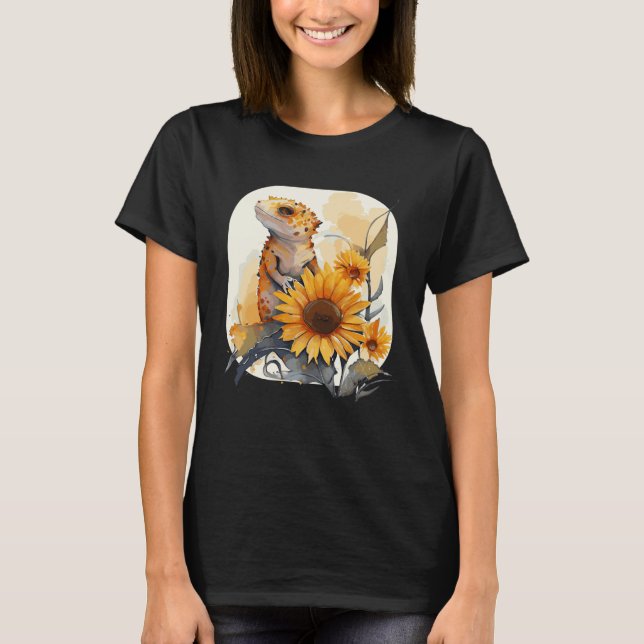 Cute Sunflower Gecko Leopard Gecko Reptile Lizard T-Shirt (Vorderseite)