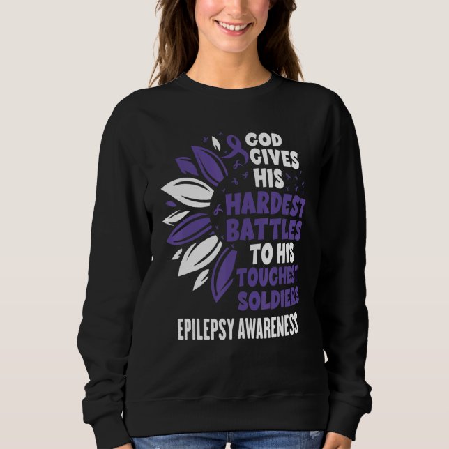 Cute Sunflower Purple Ribbon Epilepsy Awareness Sweatshirt (Vorderseite)