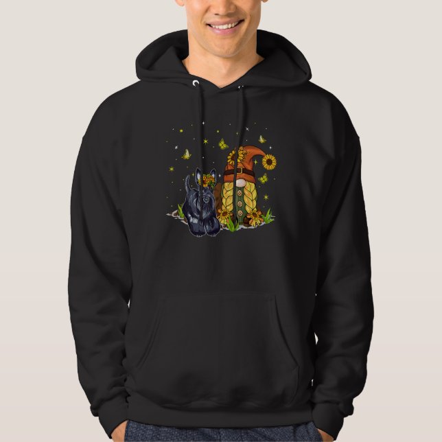 Cute Sunflowers Gnome With Scottish Terrier Dog Lo Hoodie (Vorderseite)