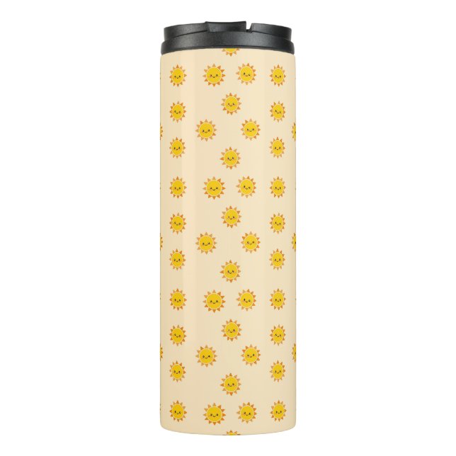 Cute Suns Pattern – Whimsical Sunny Sky Design Thermosbecher (Rückseite)