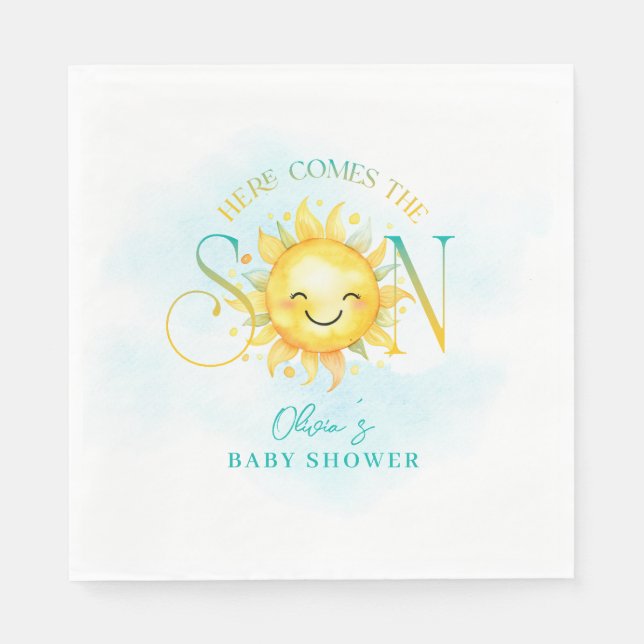 Cute Sunshine Here Comes the Son Baby Shower Serviette (Vorderseite)
