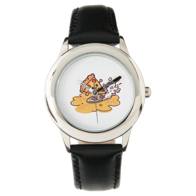 Cute Surfing Pizza Slice Wall watch Armbanduhr (Vorderseite)