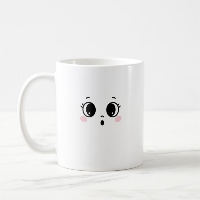 Cute Surprised Anime Face Coffee Mug  Kaffeetasse (Links)