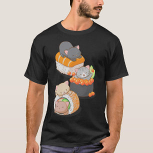 Cute Sushi Cat Kawaii Japanese Sushi Cat Otaku Kaw T-Shirt