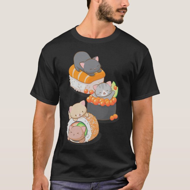 Cute Sushi Cat Kawaii Japanese Sushi Cat Otaku Kaw T-Shirt (Vorderseite)