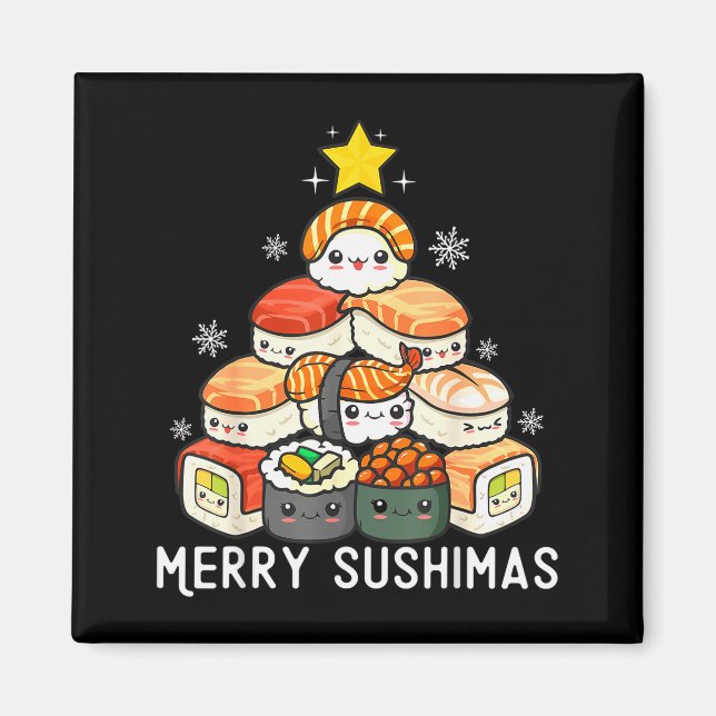 Cute Sushi Christmas Tree Fast For Food Lover Men  Magnet (Vorne)