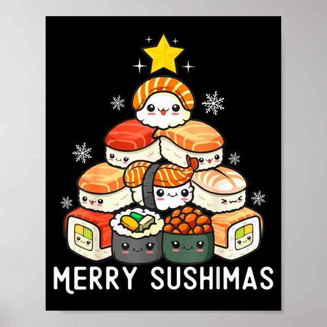 Cute Sushi Christmas Tree Fast For Food Lover Men  Poster (Vorne)
