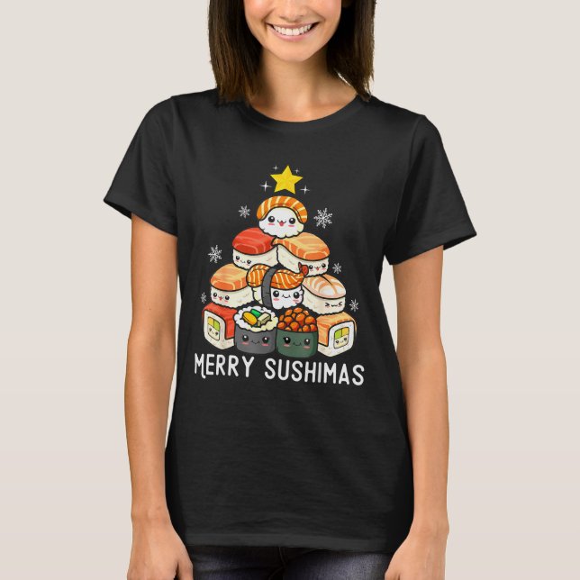 Cute Sushi Christmas Tree Fast For Food Lover Men  T-Shirt (Vorderseite)