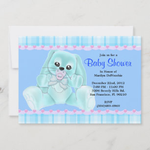 CUTE Süßes Plüsch Blaues Häschen Kaninchen Baby Sh Einladung