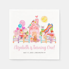 Cute Sweet Celebration Candyland Kids Birthday Serviette
