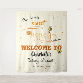 Cute Sweet Honey and Kawaii Eyeball Text Backdrop Wandteppich