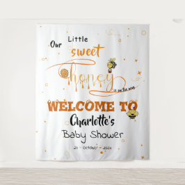 Cute Sweet Honey and Kawaii Eyeball Text Backdrop Wandteppich