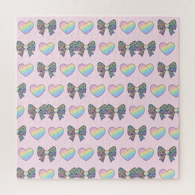  cute sweet rainbow hearts pastel gradient pattern puzzle (Vertikal)