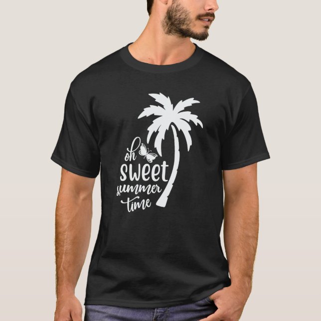 Cute Sweet Summertime Summer With A Palm Tree Beac T-Shirt (Vorderseite)