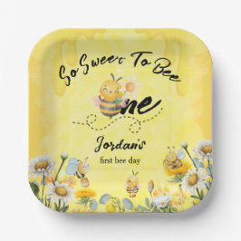 Cute Sweet To Bee One Wildflower 1st birthday Pappteller