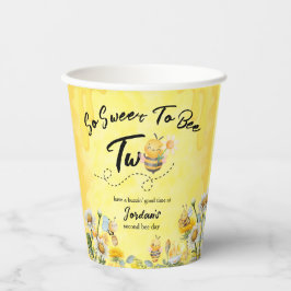 Cute Sweet To Bee Two Wildflower 1st birthday Pappbecher