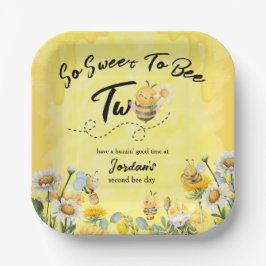 Cute Sweet To Bee Two Wildflower 1st birthday Pappteller