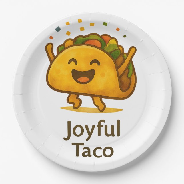 Cute Taco Fiesta Birthday Paper Plates 9" Dinner  Pappteller (Vorderseite)