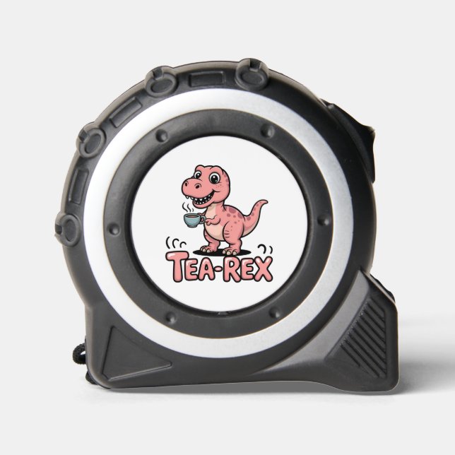 Cute Tea-Rex Pink Dinosaur – Sip Happens! Maßband (Vorderseite)
