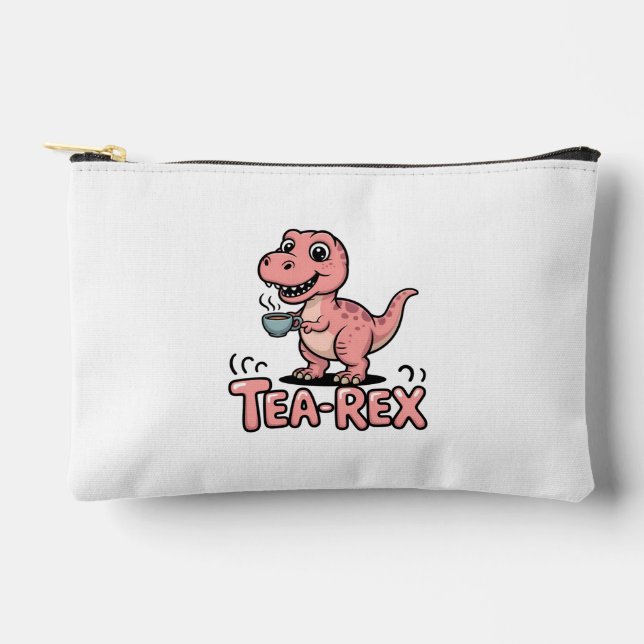 Cute Tea-Rex Pink Dinosaur – Sip Happens! Zubehörtasche (Vorderseite)