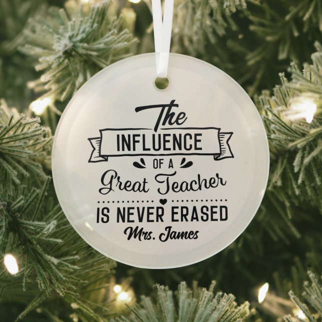 Cute Teacher influence add name  Ornament Aus Glas (InSitu)