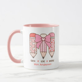 Cute Teacher's Valentine Pencil Custom Tasse