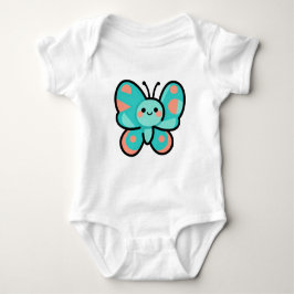 Cute Teal Butterfly Kawaii Art Baby Clothes Baby Strampler