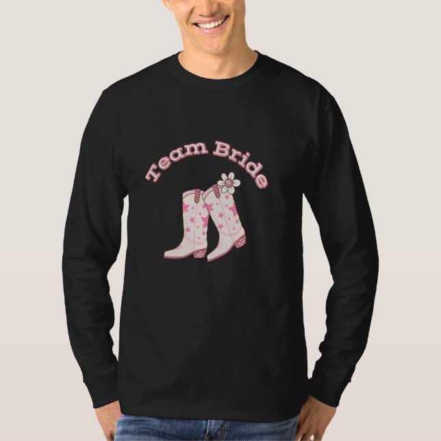 Cute Team Bride daisy cowboy boot western bachelor T-Shirt (Vorderseite)