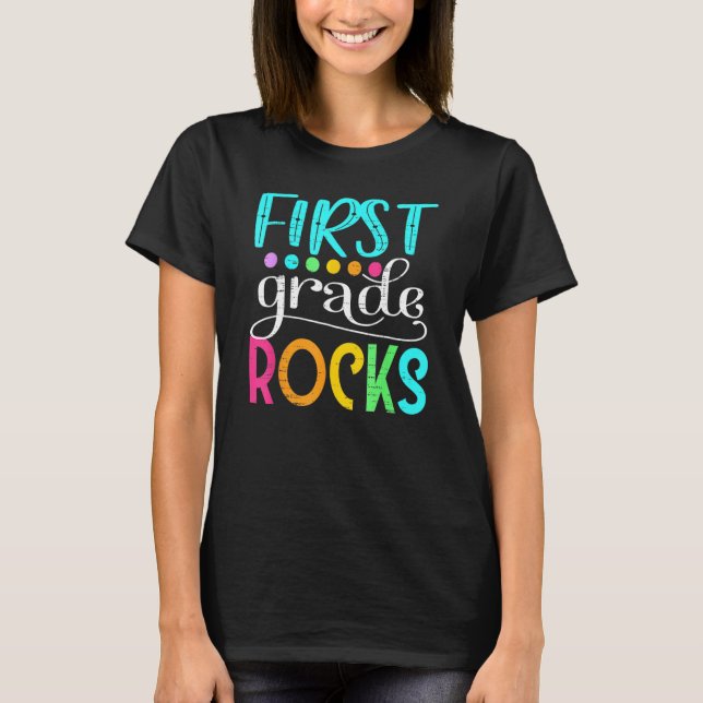 Cute Team First Grade Hello 1st Grade Rocks Back T T-Shirt (Vorderseite)