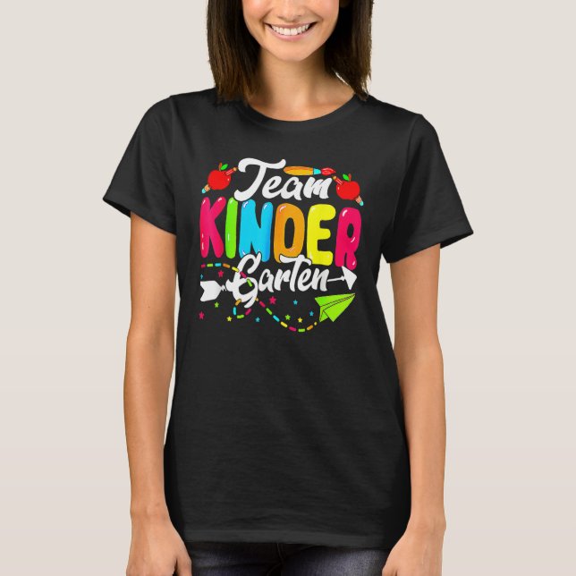 Cute Team Kindergarten Happy Back To School Teache T-Shirt (Vorderseite)