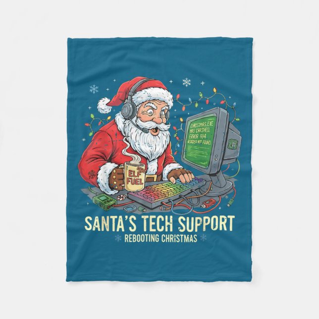 Cute Tech Support Rebooting s Computer Santa Santa Fleecedecke (Vorderseite)