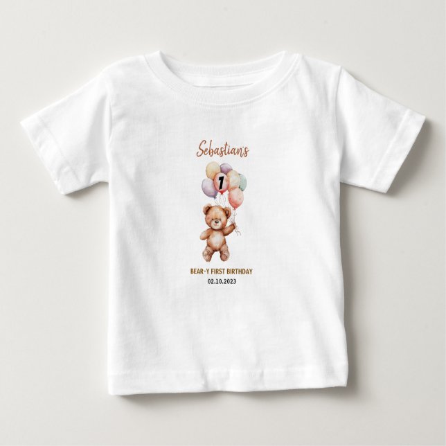 Cute Teddy Bear 1st Birthday | Sweet Bear  Baby T-shirt (Vorderseite)