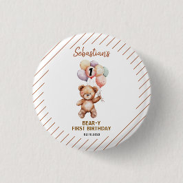 Cute Teddy Bear 1st Birthday | Sweet Bear  Button
