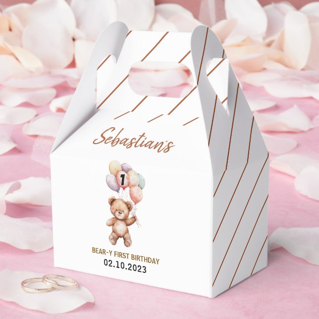 Cute Teddy Bear 1st Birthday | Sweet Bear  Geschenkschachtel (Hochzeit)