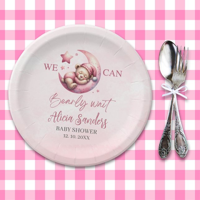 Cute Teddy Bear Baby shower Girl Pary Pappteller (Von Creator hochgeladen)