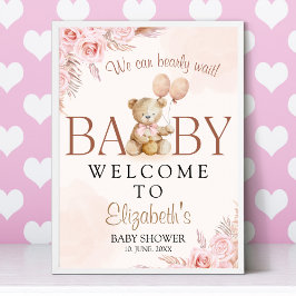 Cute Teddy Bear Baby Shower Girl Poster