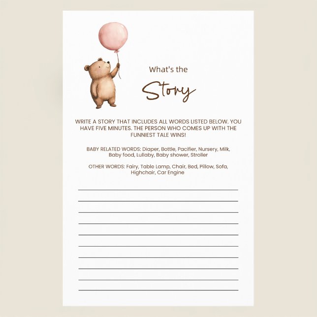 Cute Teddy Bear Baby Shower Story Writing Game Flyer (Von Creator hochgeladen)