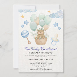 Cute Teddy Bear Balloon Theme Einladung