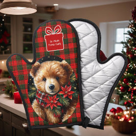 Cute Teddy Bear Christmas Add Name Mom Grandma Ofenhandschuh