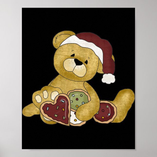Cute Teddy Bear Christmas T Shirt  Poster (Vorne)