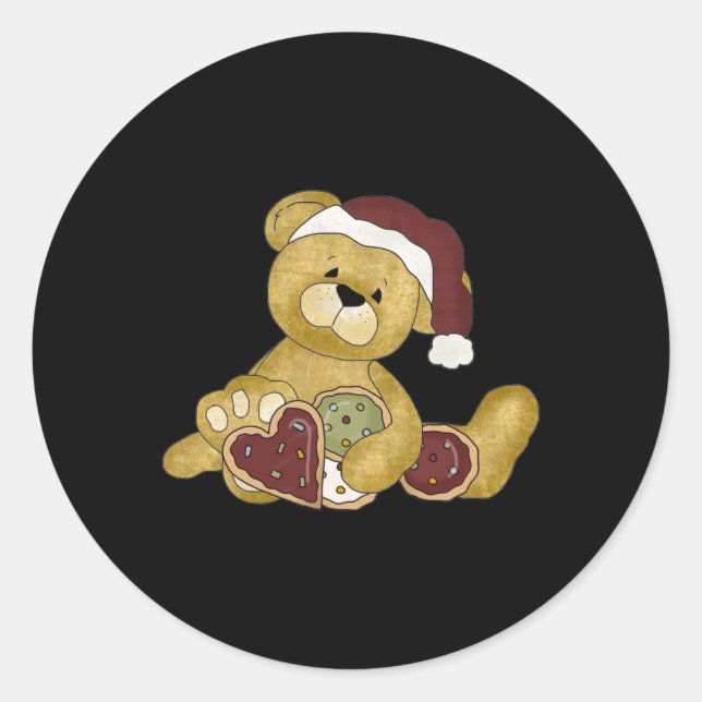 Cute Teddy Bear Christmas T Shirt  Runder Aufkleber (Vorderseite)