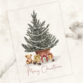 Cute Teddy Bear Christmas Tree Card Karte