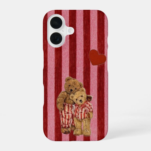 Cute Teddy Bear Couple iPhone Case  16 Hülle (Rückseite)