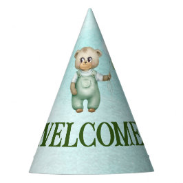 cute teddy bear green background partyhütchen