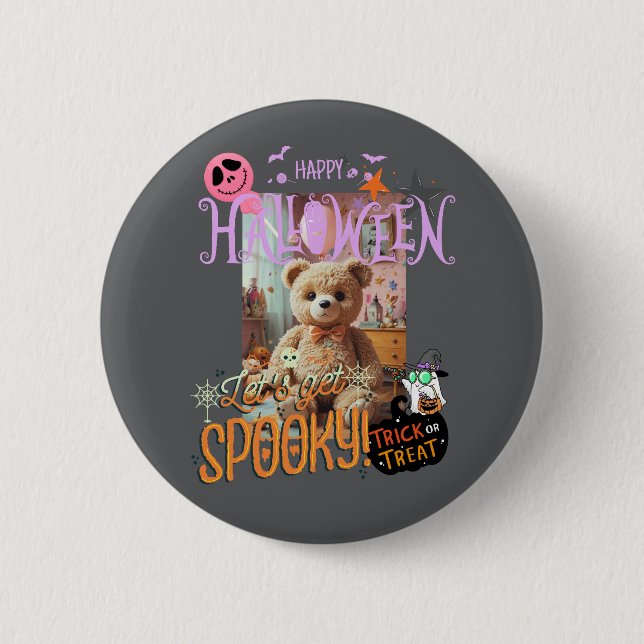 Cute teddy bear Halloween,Kawaii,Pastel,Dreamyデザイン Button (Vorderseite)