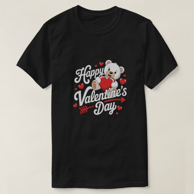 Cute Teddy Bear Happy Valentine’s Day T-Shirt (Design vorne)
