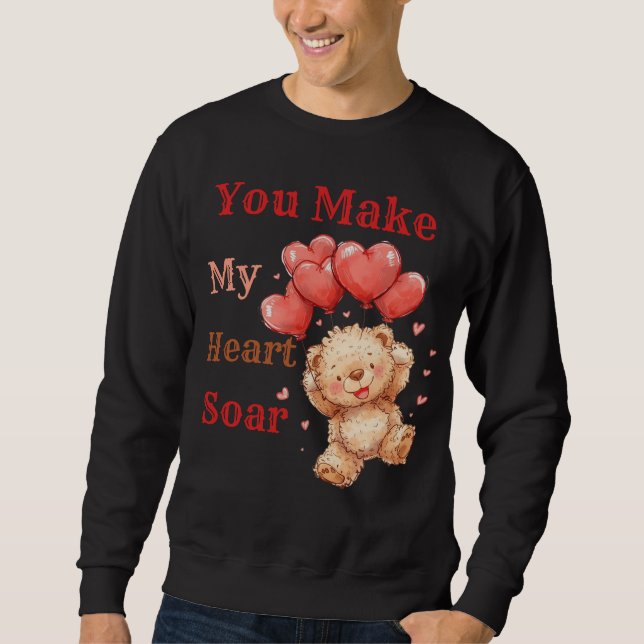 Cute Teddy Bear Heart Balloons Sweatshirt (Vorderseite)