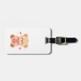 Cute Teddy Bear Holding Heart – Valentine Love Ill Gepäckanhänger