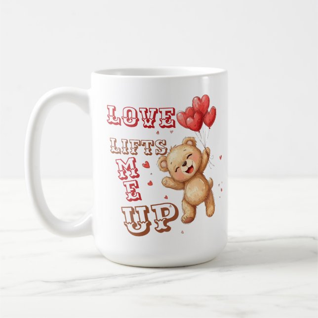 Cute Teddy Bear Love Lifts Mug Kaffeetasse (Links)